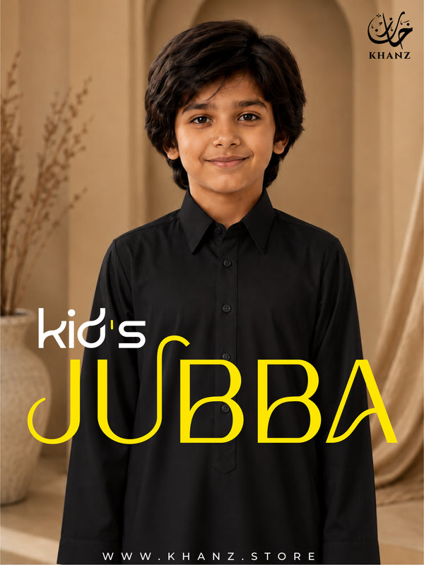 Khanz Kids Islamic Dress | Modern Shirt Collar Jubba Thobe for Boys